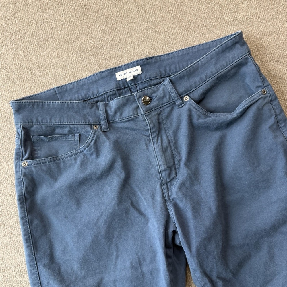 Peter Millar Signature Sateen Five-Pocket Blue Golf Pants 34x32